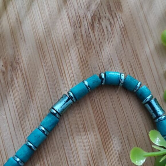Vintage Teal European Beach Boy Choker Necklace - Picture 7 of 7